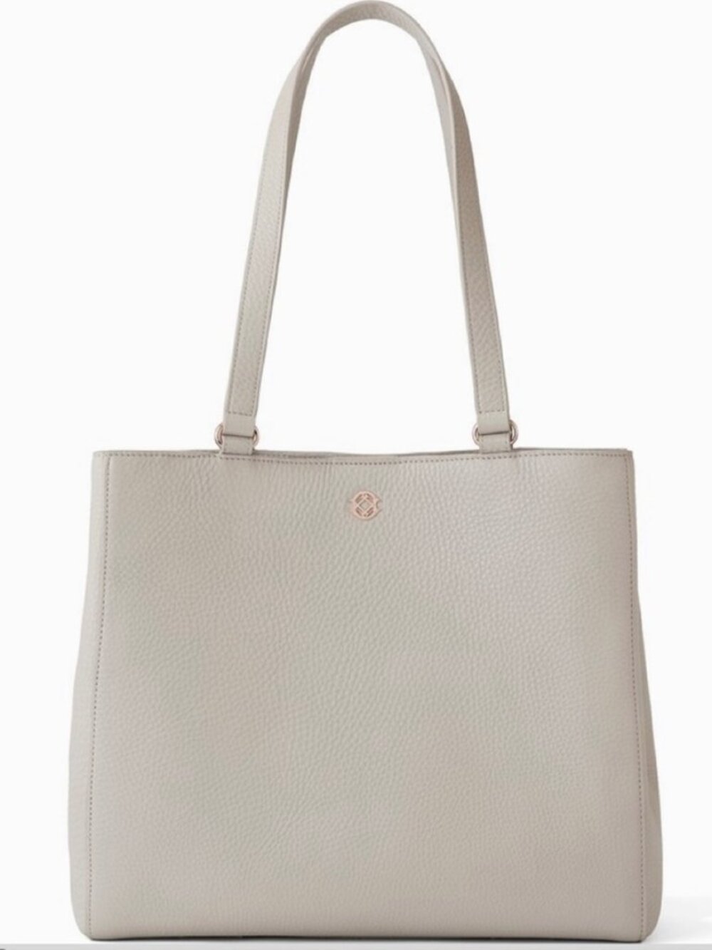 Dagne Dover Medium Allyn Tote Bone Ivory Pebbled Leather Work Bag